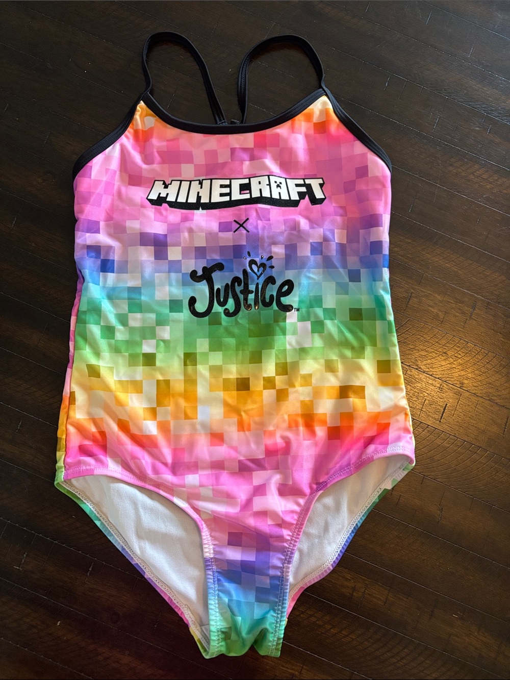 Justice Rainbow Pixel Minecraft One-Piece Swimsuit - Multicolor